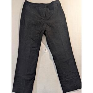 Sigrid Olsen Women's Cotton Blend Stretch Black Pants Floral‎ Pattern Size 8